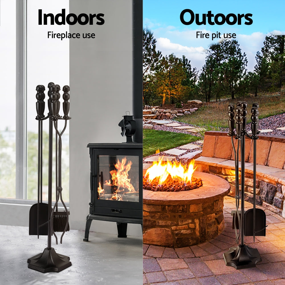 Grillz Fireplace Tool Set Fire Place Tools Poker Brush Shovel Stand Tongs