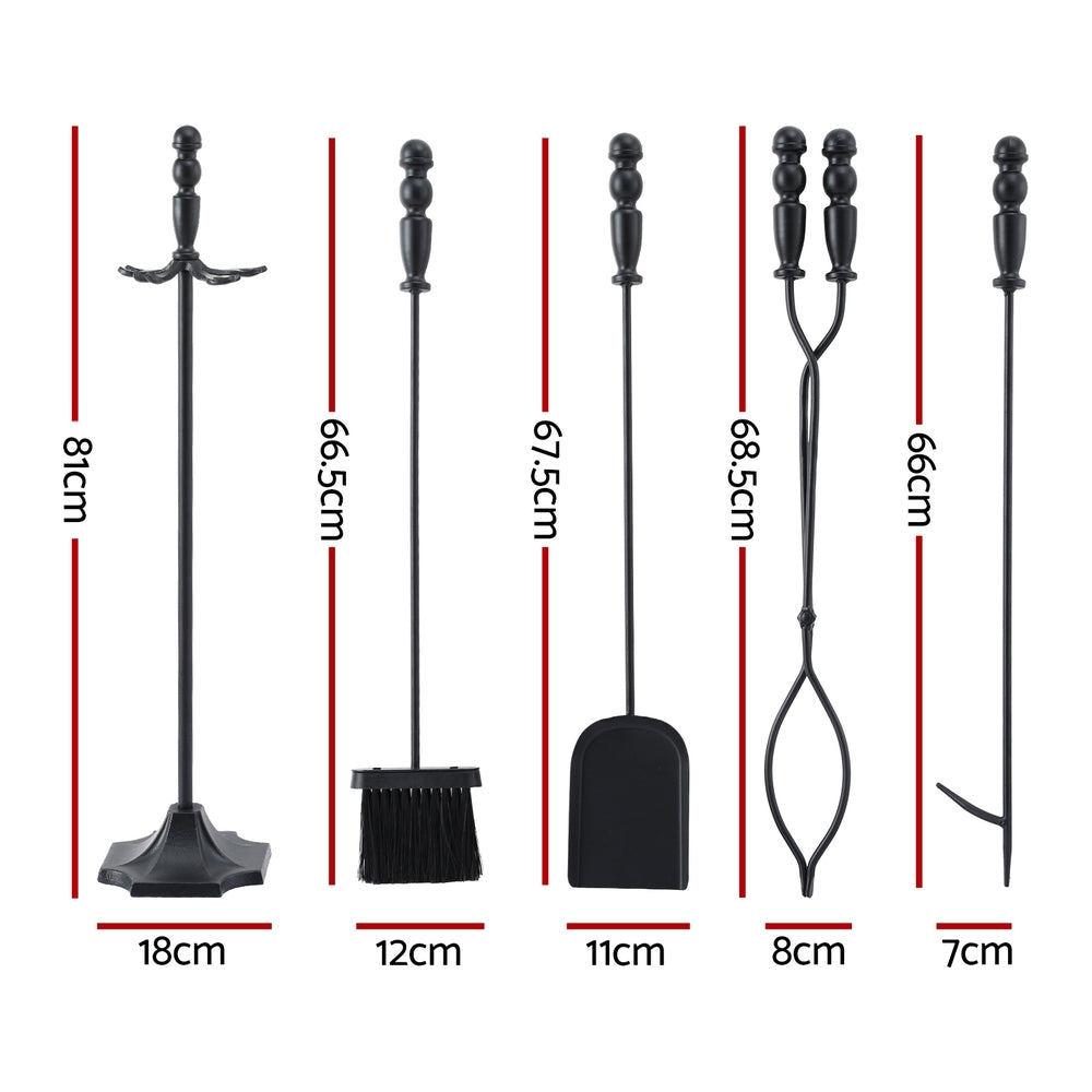 Grillz Fireplace Tool Set Fire Place Tools Poker Brush Shovel Stand Tongs
