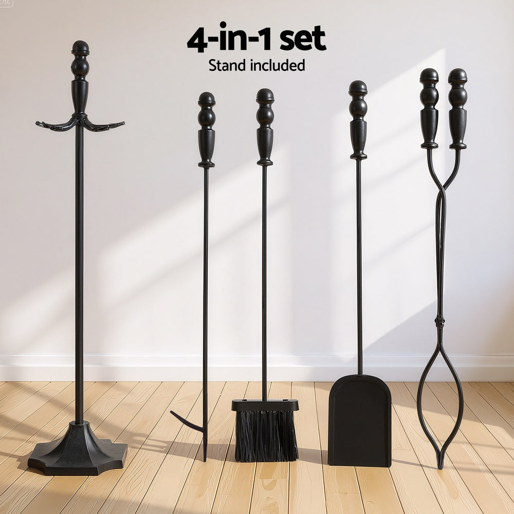 Grillz Fireplace Tool Set Fire Place Tools Poker Brush Shovel Stand Tongs