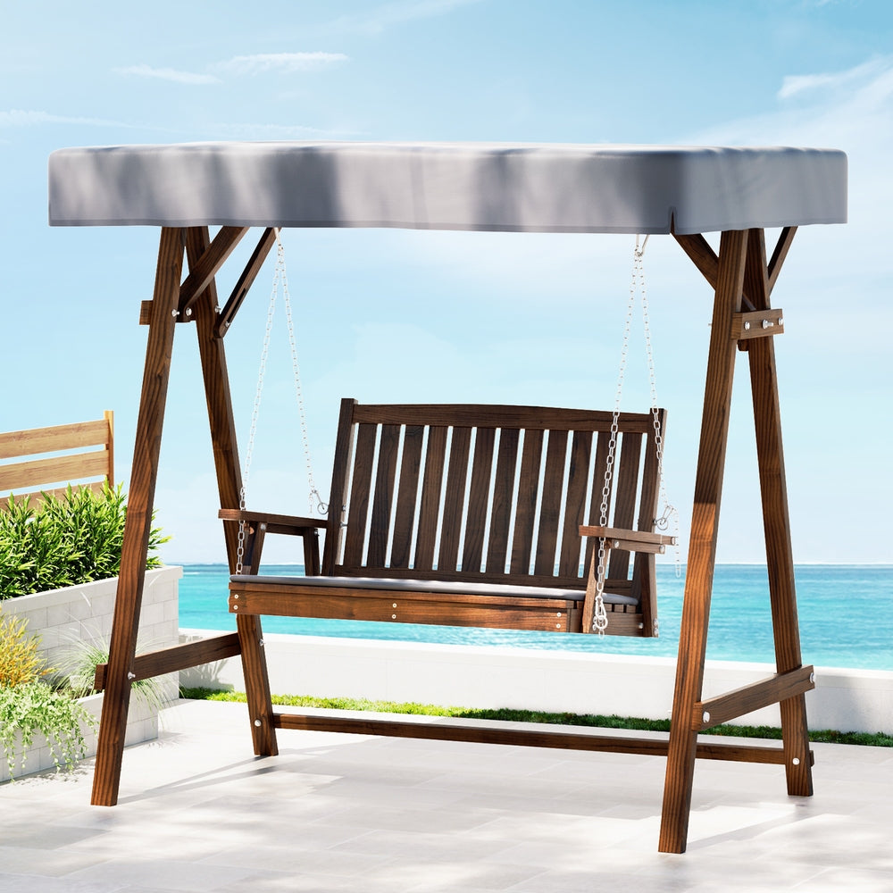 Gardeon Swing Chair Wooden Garden Bench Canopy 2 Seater Outdoor Furniture